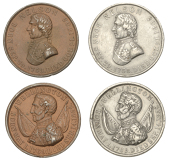 Death of the Duke of Wellington, 1852, white metal and bronzed white metal medals, signed JT [J. Taylor?], uniformed...