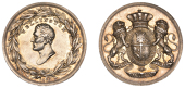 Duke of Wellington, [c. 1815], a silver medal by D.F. Loos, bare head left within wreath, rev. arms and supporters,...