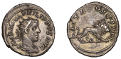 Philip II (247-9), Antoninianus, radiate and draped bust right, rev. p m tr p vi cos p p, radiate lion advancing...