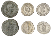 Otacilia Severa, Antoniniani (2), 244-6, rev. pvdicitia avg, Pudicitia seated left, pulling veil from face and...