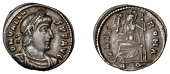 Valens, Siliqua, Rome, 364-7, d n valen-s avg, pearl-diademed, draped and cuirassed bust right, rev. vrbs roma, Roma...