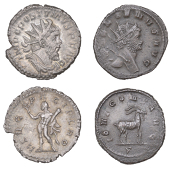 Gallienus, Antoninianus, c. 267-8, radiate head right, rev. iovi cons avg, goat right, 4.32g/12h (RIC 207; RSC 344);...