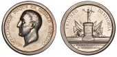 Battle of Vittoria, 1813, a silver medal by F. Sagau, bare head left, rev. Victory standing on column, cannon and...