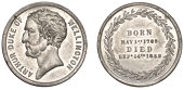 Death of the Duke of Wellington, 1852, a white metal medal, unsigned, bare head left, rev. legend within wreath,...