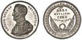 Death of the Duke of Wellington, 1852, a white metal medal by Allen & Moore, uniformed bust left, rev. wreath and...