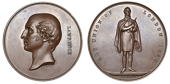 Thomas Lawrence, 1860, a copper medal by G.G. Adams for the Art Union of London, bust left, rev. standing figure of...