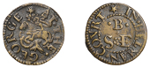 Helman Court [presumed Helmet Court, beneath St Katharine’s Docks], S.E.B. at the george, Farthing, 1.16g/6h (N...