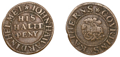 Helmet Court [beneath St Katharine’s Docks], John Haward, Halfpenny, 2.29g/6h (N –; BW. 2613). About very fine,...