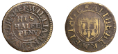 The Hermitage [Wapping], W.E.A. kings head taverne, Farthing, 1.03g/6h (N 8243; BW. 1342); S[amuel] H[all],...