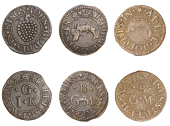 King Street [Wapping], G.M.B. at the dolphin, Farthings (2), Ramage dies, 1.17g/6h (N 8264 rev., different [earlier]...