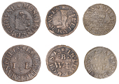 Limehouse, William Banes, Farthing, 0.87g/6h (N 8267; BW. Middlesex 135); William Bradshaw, Farthing, 1.03g/6h (N...
