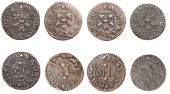 Limehouse, Margret Lucas, Farthings, 1663 (4), mm. rosette, reads lymas, 0.40g/12h (dies not in N; BW. –), mm....