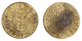 Limehouse Bridge, Nicholas Blay, Halfpenny, 1668, 0.63g/9h (N 8285, this piece listed; BW. Middlesex 136). About...