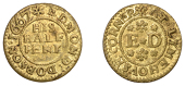 Limehouse Corner, Edmond Dobson, Halfpenny, 1667, 2.31g/12h (N 8286; BW. Middlesex 138). Very fine, ‘river’...