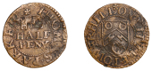 Little Tower Hill, Thomas Parker, Halfpenny, 1.63g/6h (N –; BW. 1750). A trifle crimped and some surface...