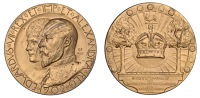 Coronation, 1902, a bronze medal by G. Frampton for The Mint, Birmingham, conjoined busts left, rev. radiant crown...
