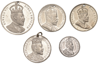Coronation, 1902, white metal medals (3), unsigned, 24mm, 32mm, 38mm (C & W 4332A.1, 4332A.4, 4332A.5a); Edinburgh,...
