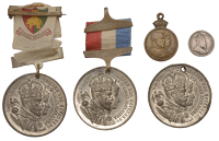 Coronation, 1902, a silver medal, unsigned, 16mm (C & W 4429A.1); a brass medal, unsigned, 30 x 20mm (C & W...