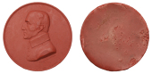 Death of the Duke of Wellington, [1852], an impression in red wax of the obv. of the medal by T.R. Pinches, bust...