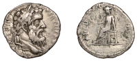 Roman Imperial Coinage, Pertinax, Denarius, 193, laureate bust right, rev. Opus seated left, holding corn ears in...