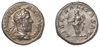Roman Imperial Coinage, Macrinus, Denarius, 218, laureate, draped and cuirassed bust right, rev. Liberalitas...