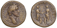 Roman Imperial Coinage, Antoninus Pius, Sestertius, Rome, c. 140-4, laureate bust right, rev. concordiae, Emperor...