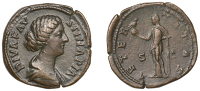 Roman Imperial Coinage, Diva Faustina Junior, Sestertius, after 176, draped bust right, rev. aeternitas, goddess...