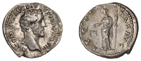 Roman Imperial Coinage, Antoninus Pius, Denarius, 140-1, bare head right, rev. Æquitas standing left, holding...