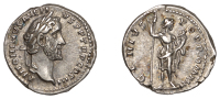 Roman Imperial Coinage, Antoninus Pius, Denarius, 141, laureate head right, rev. genivs pop romani, god standing...