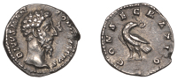 Roman Imperial Coinage, Divus Marcus Aurelius, Denarius, after 180, bare head right, rev. consecratio, eagle...