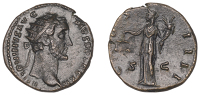Roman Imperial Coinage, Antoninus Pius, Dupondius, 148-9, radiate bust right, rev. Æquitas standing left, holding...