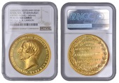 Royal Society of Edinburgh, [1916-18], Makdougall Brisbane Medal, a gold award by C.F. Carter, bare head left, rev....