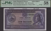 Banco Nacional Ultramarino, St Thomas & Prince, printers archival specimen 100 Escudos, 12 August 1946, serial...