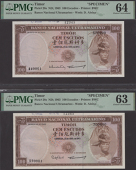 Banco Nacional Ultramarino, Timor, printers archival specimen 100 Escudos (2), 25 April 1963, serial number ranges...