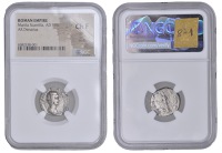 Roman Imperial Coinage, Manlia Scantilla, Denarius, 193, rev. Juno standing left, holding patera and sceptre,...