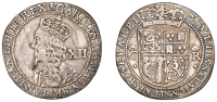 Charles I (1625-1649), Third coinage, Falconer’s Second issue, Twelve Shillings, mm. thistle, signed f above crown...