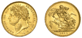 George IV (1820-1830), Sovereign, 1823 [first digit with small upper serif]

georgius IIII d : g : britanniar :...