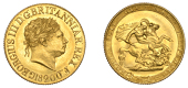 George III (1760-1820), New Coinage, Sovereign, 1820 [tall date with open 2]

georgius III d : g : britanniar :...