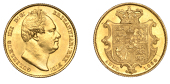 William IV (1830-1837), Sovereign, 1832

gulielmus IIII D : G :  britanniar : rex f : d :

second bare head...