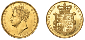 George IV (1820-1830), Sovereign, 1829

georgius IV dei  gratia 

bare head left, date below

britanniarum rex...