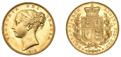 Victoria (1837-1901), Sovereign, 1838

victoria dei gratia

bare head left, hair bound up by two fillets, date...