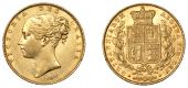 Victoria (1837-1901), Sovereign, 1842 [open 2 in date]

victoria dei gratia

bare head left, hair bound up by...
