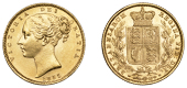 Victoria (1837-1901), Sovereign, 1855 [Type 2]

victoria dei gratia

bare head left, hair bound up by two...