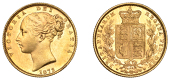 Victoria (1837-1901), Sovereign, 1872 [die 109]

victoria dei gratia

bare head left, hair bound up by two...