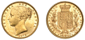 Victoria (1837-1901), Sovereign, 1872 [die 106]

victoria dei gratia

bare head left, hair bound up by two...