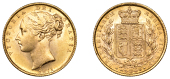 Victoria (1837-1901), Sovereign, 1871 [die 30]

victoria dei gratia

bare head left, hair bound up by two...