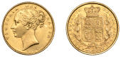 Victoria (1837-1901), Sovereign, 1864 [die 60]

victoria dei gratia

bare head left, hair bound up by two...