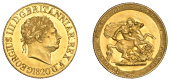 George III (1760-1820), New Coinage, Sovereign, 1820 [tall date with open 2]

georgius III d : g : britanniar :...