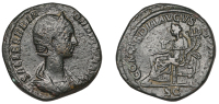 Roman Imperial Coinage, Orbiana, Sestertius, 225-7, diademed and draped bust right, rev. Concordia seated left,...