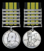 Africa General Service 1902-56, 5 clasps, Jubaland, Somaliland 1902-04, Jidballi, Nandi 1905-06, Somaliland 1908-10...
